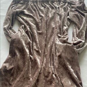 SHEIN Tan Ruched High-Low Midi Skirt